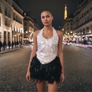 Black Feather Mini skirt